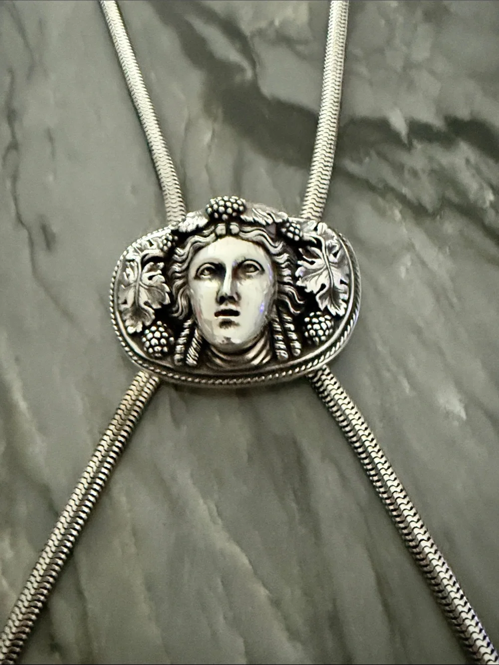 Henry Winograd HW999 Fine Silver Bacchus Bolo Tie
